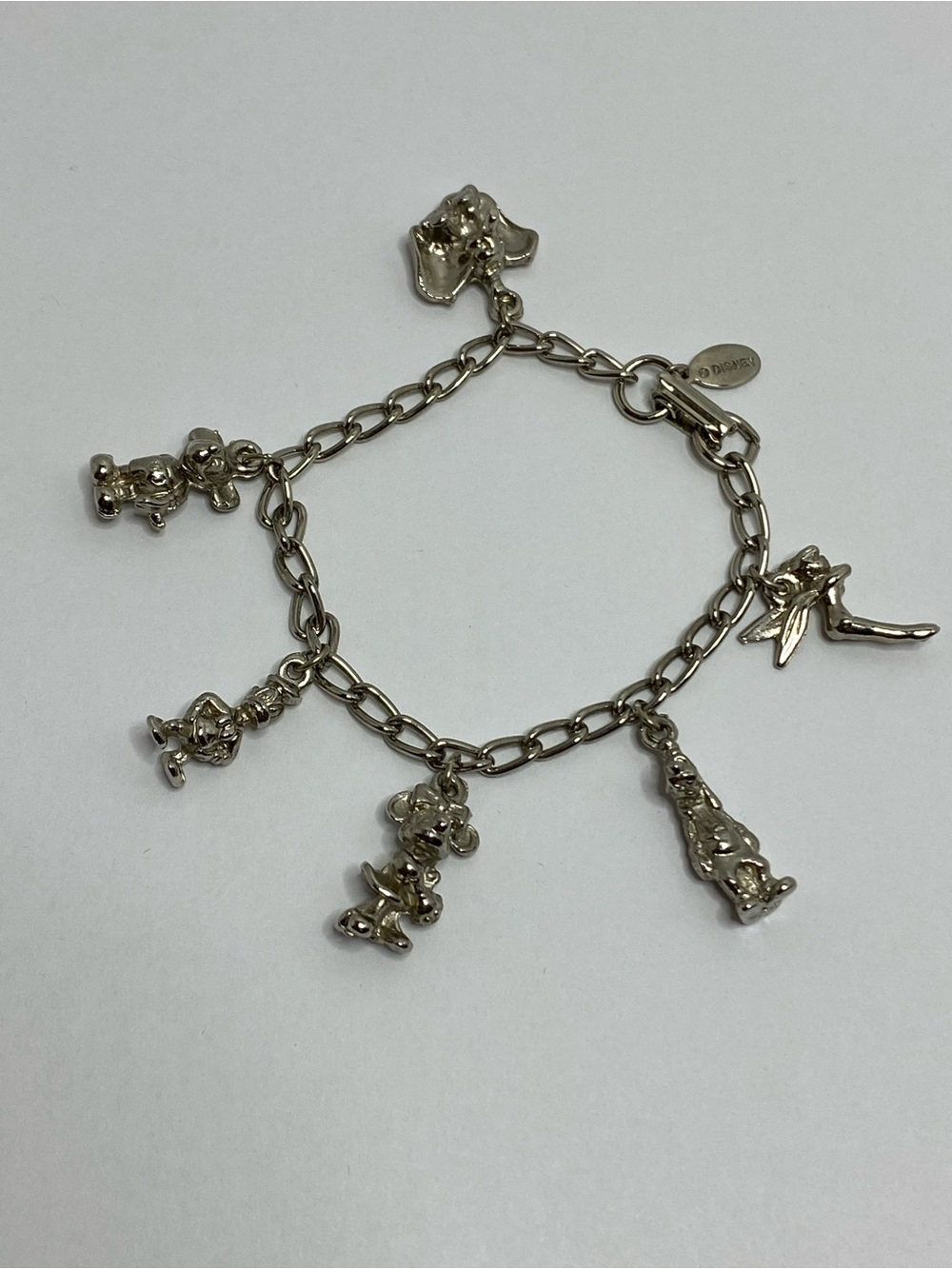 Vintage Disney Character Charm Bracelet Silver Tone